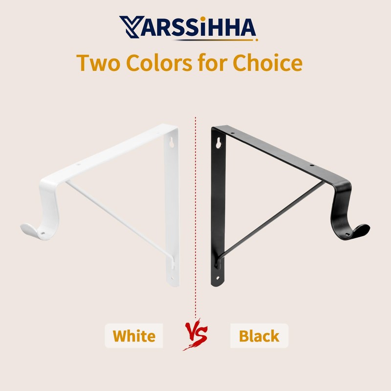 Yarssihha 2 Pack Closet Rod Bracket, 12 x 10.4 Inch