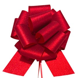6-Pcs Glitter Pull Bows for Gift Wrapping, 6 Inch Large Gift Bow,Glitter Ribbon Decoration for Flower Bouquets and Basket, for Birthday Presents, Anniversary, Wedding
