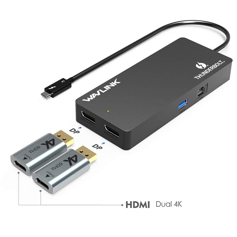 WAVLINK Thunderbolt 3 Mini Dock Docking Station / Dual 4K