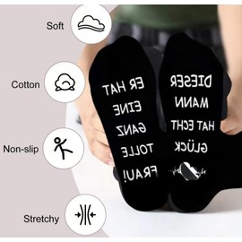 Wedding Anniversary Gifts for Men, Funny Socks for Couples, Wedding Anniversary Gifts for Men, Birthday, Valentine's Day, Girlfriend Gift for Boyfriend, black, L