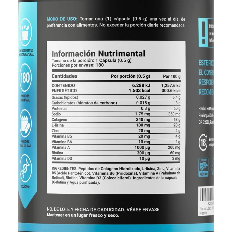 Vitaminas Cabello Y Barba Para Hombre De 180 Cápsulas B