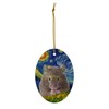 Whimsical Night Sky Brown Hamster Christmas Ornament White Oval Ceramic