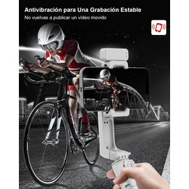 KOSCHEAL Estabilizador para Celular,Estabilizador de para Smartphone con Luz de Relleno y Trípode con Mando Inalámbrico Rotación Automática de 360°Modo de Escena,No App,Para Vlog y TikTok (A10-Blanco)