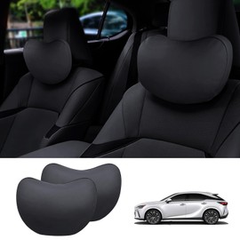 Luxury Nappa Leather Headrest Pillows,Softness Car Headrest Pillow with Adjustable Strap, Breathable Removable Cover & Ergonomic Design Compatible for All Trucks,SUV and Cars