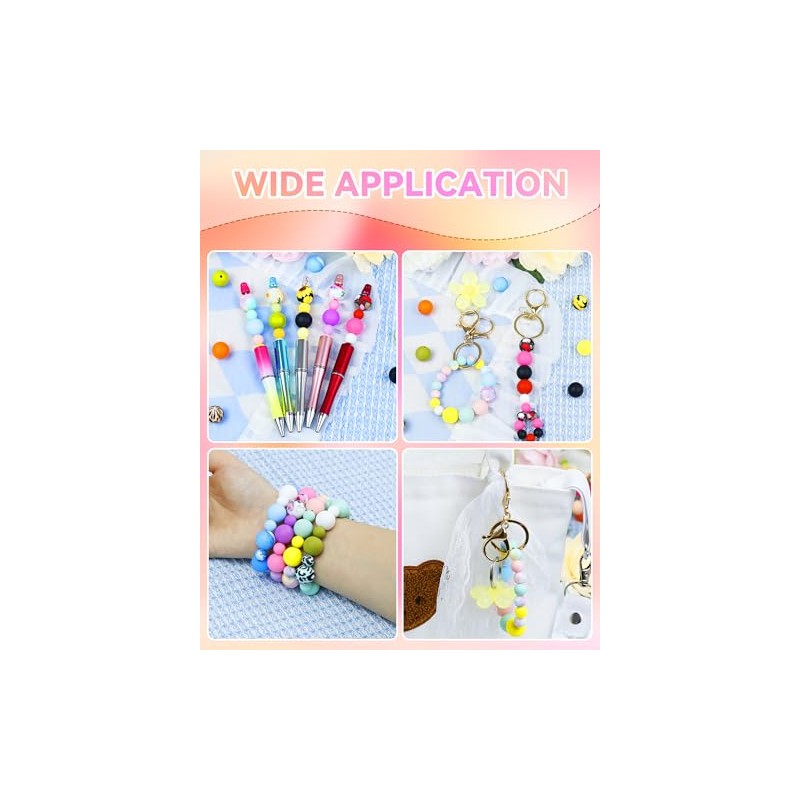 100PCS FIVEIZERO Silicone Beads, 9mm & 15mm Silicone Beads for