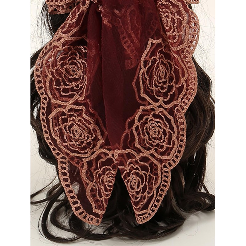 Floerns Damen Blumen Stickerei Haar Schal Stirnband Sheer Haar Bandana,