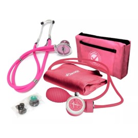 Checkateck Kit Baumanometro Aneroide  Rosa +estetoscopio Doble Campana Color