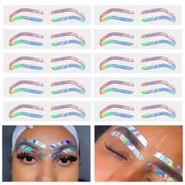 Airbrush Brows Shaping Guides Stickers, Rainbrow Eyebrow Tint Tape Stencils with High Arch/Medium Arch/Flat Brow Options (A-10Pairs per bag)