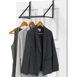 SimpleHouseware Over The Door Closet Rod Hanger, Black