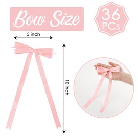 AIMUDI Baby Pink Bows 5 × 10" Satin Bows for Gift Wrapping Twist Tie Bows Premade Ribbon Bows for Bouquets Invitations Baskets Crafts Wreaths Wedding Birthday Baby Shower Party Decorations, 36 PCs