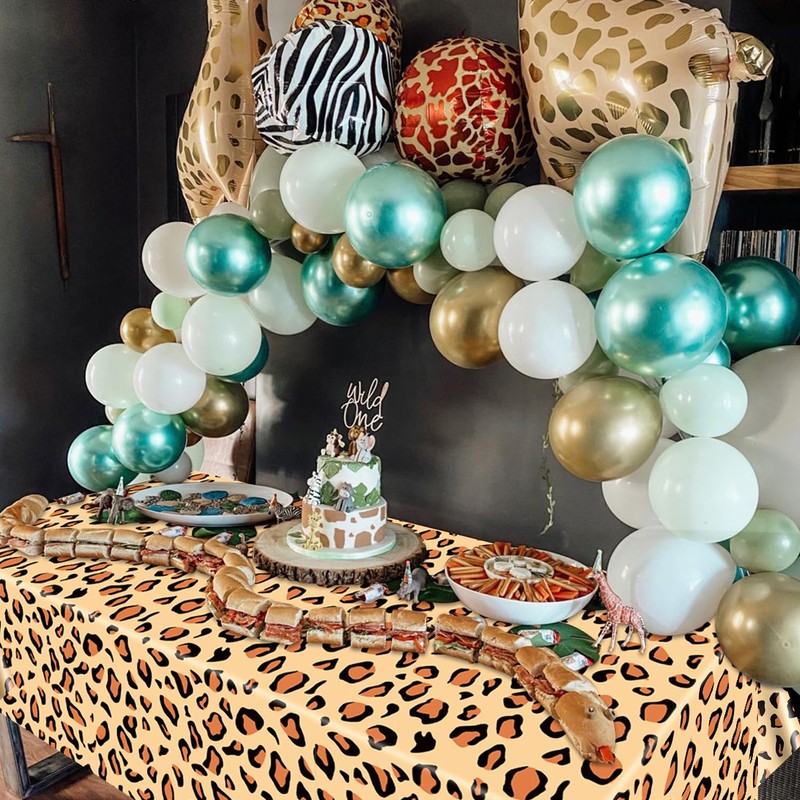 PTECDROTS 4Pcs Leopard Tablecloths, Rectangular Safari Animal Cheetah Print Table