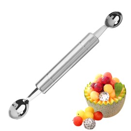 2 En 1 Cuchara de Baller de Melón, Cortadora de Sandía de Acero Inoxidable de 21cm, Kit de Cortador de Molino de Viento de Sandía con Cuchara de Melón, Utensilio de Cocina para Cortar Frutas