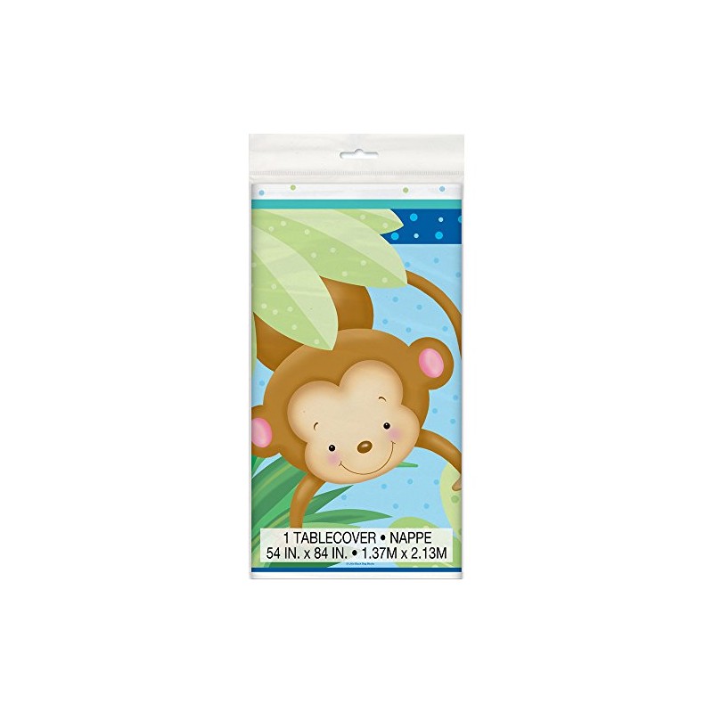 Unique Party 49743 - Plastic Boy Monkey Baby Shower Tablecloth,