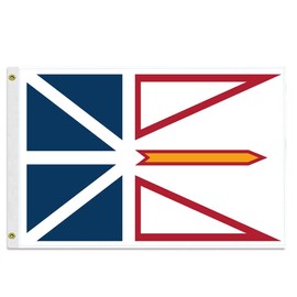 12×18 inch Newfoundland and Labrador Nautical Flag, 30×45 CM Small 100D Canadian NL Outdoor Banner,Tiny Doube Side Printing Decor For Patio Garden With Brass Gromment