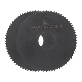 QUARKZMAN Circular Saw Blades 63 mm x 16 mm x 0.6 mm 72 Teeth Nitride Coated High-Speed Steel (HSS) Milling Tools for Aluminium Alloy Metal Plastic Wood Pack of 2