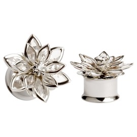 KUBOOZ Fashion Colorful Dream Flower Elegant Ear Plugs Tunnels Gauges Stretcher Piercings Jewelry