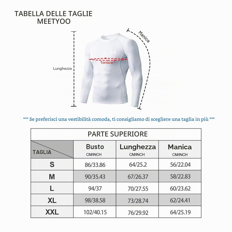 MEETYOO Maglietta Compressione Uomo, Maglie Maniche Lunghe/Corta T Shirt Sportiva