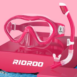 RIOROO Children's Diving Goggles, Swimming Goggles for Boys Girls Teenagers, Snorkel Mask with Nose Cover, Anti-Fog, Anti-Leak Diving Mask, 180° Panorama HD Swimming Mask for Children 4-14 Years