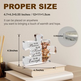 Inspirational Highland Cow Acrylic Sign Decor Gifts for Women, You Are Brave Kind Loved Enough Positive Gifts for Friends Coworker, Motivational Decorations Gifts for Home Farm Bathroom Bedroom