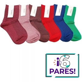 Muna 6 Pares Calcetines Tin Dama Algodón Unitalla Varios Colores