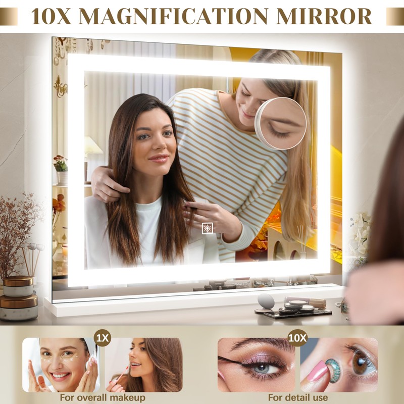 ROLOVE Lighted Vanity Mirror with Lights, LED Makeup Mirror with
