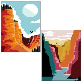 Jethami 2 Pack National Park Paint by Numbers Kit for Adults Canvas Easy, Wander Painting National Parks Paint by Number for Beginner 16x20 in