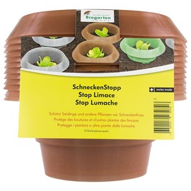 Andermatt Biogarten SchneckenStopp PP - Pack of 12 Natural Snail Protection, Reusable Snail Collar Made from Recycled Material, the Swiss Original, Brown
