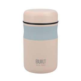 BUILT Food Flask, Vacuum Insulated Food Flask for Hot and Cold Foods, Double Wall Stainless Steel, 490ml, Pale Pink