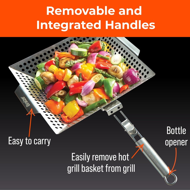 Heavy-Duty Stainless Steel Grill Basket – 12" x 13.75" BBQ
