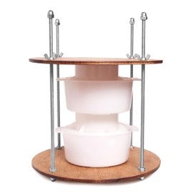PetriStor Wooden Cheese Press for Cheese Making Supplies Diameter 11 in Metal Guides Walnut and 2 Cheese Mold with Follower Piston 1.3 Qt - Home Supply Ultimate Cheese Press - Prensa Para Queso