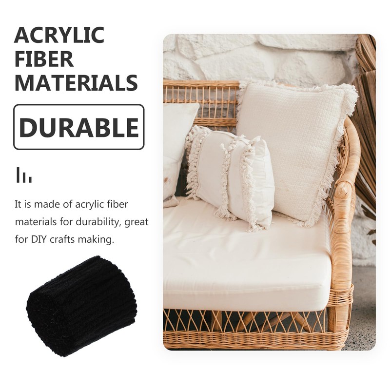 TEHAUX 10 Rolls Latch Hook Rug Yarn, Black Yarn Bundles,