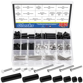 Glarks 385pcs White Wall Plate Screw Set, 3/8 Inch 1/2 Inch 3/4 Inch 1 Inch Long, Outlet Plate Screw and Long Electric Outlet Screw with Nylon Round Spacer, Switch Panel Screw