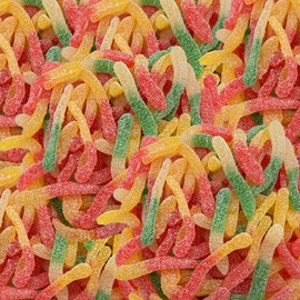 Fizzy Sour Gummy Worms Candy, Assorted Fruit Flavors, 2-Pound Bag