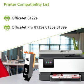 923 Black Ink Cartridge Replacement for HP 923 Cartridges Ink use with OfficeJet 8122e OfficeJet Pro 8135e 8138e 8139e Printer (1-Pack)