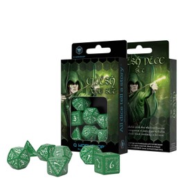 Q-Workshop Elven SELV14 Dice Set for RPG, Green & White