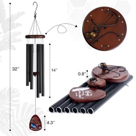 Memorial Wind Chimes for Loss of Loved One, Windchimes in Memory of a Loved One, Sympathy Gift Baskets, Bereavement Condolence Gifts, Memorial Gifts for Loss of Mom, 32" Sympathy Blue Butterfly, Black