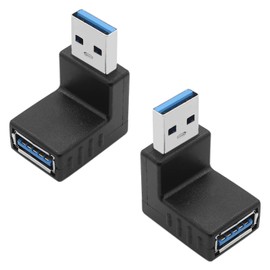 Aracombie Male to Female Connector Adapter, Up and Down 90 Degree USB 3.0, Super Speed L Shape Converter Plug for Laptop, Mobile Phone, Hard Drive Black (2 Pcs)