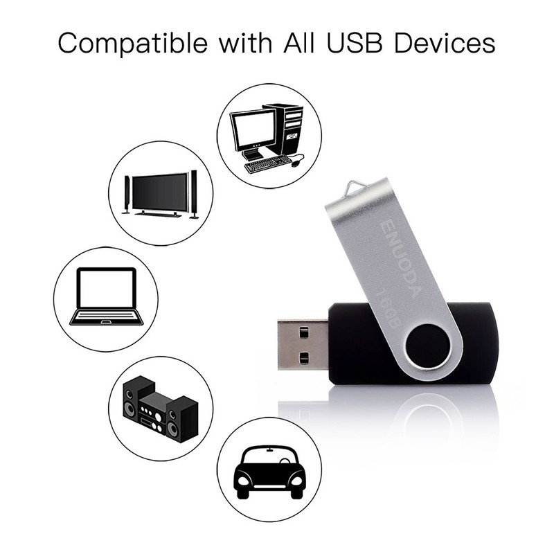 USB Stick Enuoda Rotate Metal Multi-Coloured High Speed USB 2.0
