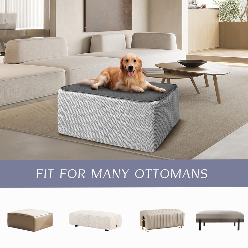 MEHIDFY Ottoman Cover, Waterproof Square Stool Slipcover, Quilted Stretch Furniture