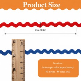 lMengjbang 88 Yards Rick Rack Trim for Sewing 5mm Wave Bending Trim Ribbon