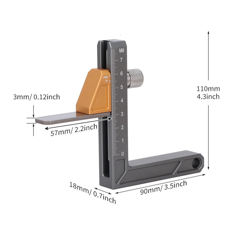 Woodworking Height Gauge, Metric Adjustable Depth Gauge, Aluminum Alloy Height