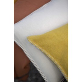 David Fussenegger Sylt Cushion Cover Plain with Embroidery Stitch Curry