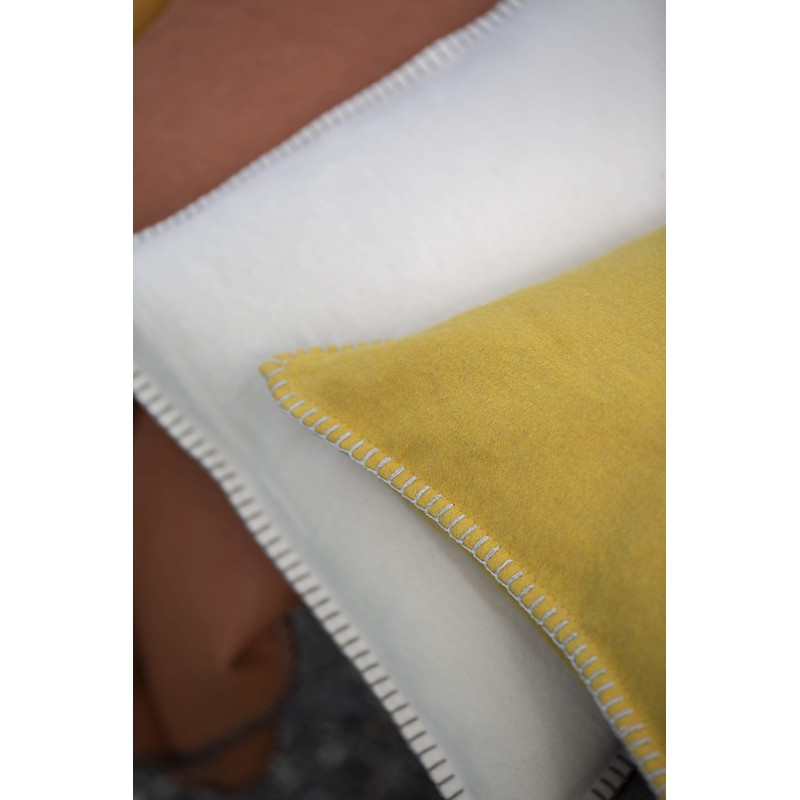 David Fussenegger Sylt Cushion Cover Plain with Embroidery Stitch Curry