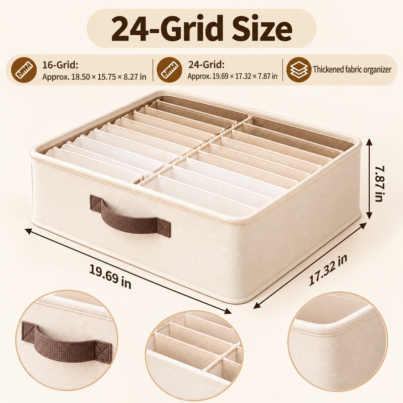 Foldable Wardrobe Organizer for Clothes & Pants – 16/24-Grid Storage