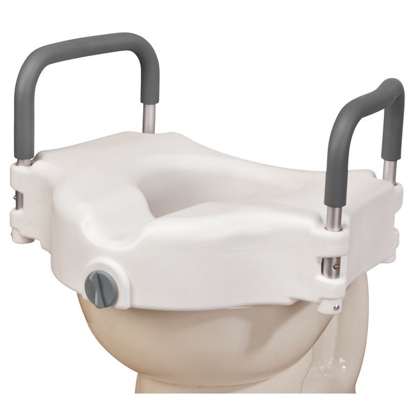 Fox Valley Traders EasyComforts Locking Raised Toilet Seat with Padded Arms, Portable Riser for Bathroom Safety, Extender Assists Disabled, Elderly, Seniors, Handicapped