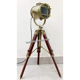 Antique Marine Small Desk Spotlight Maritime Brown Tripod Nautical Office Lamp