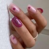 Valentine's Day Heart Press on Nails Short Square Rose Red