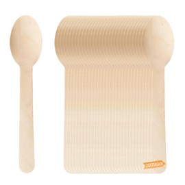 Pack of 200 Wooden Spoons, Disposable Wooden Cutlery, Sustainable Cutlery, Disposable Wooden Spoons, Biodegradable Utensils for Party, Birthday, Camping, Picnic