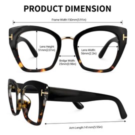 Zeelool Retro Oversized Thick Cat Eye Glasses Frame for Women Denis VFP0255-02 Gold Tortoise