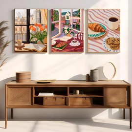 F.NIMAGOP 6 Packs Paint by Numbers Kit for Adults,Coffee DIY Acrylic Oil Painting Paint by Numbers Kits on Canvas,Bread Adults Paint by Numbers Kits Drawing Paintwork for Home Decor 9.8x13.8inch